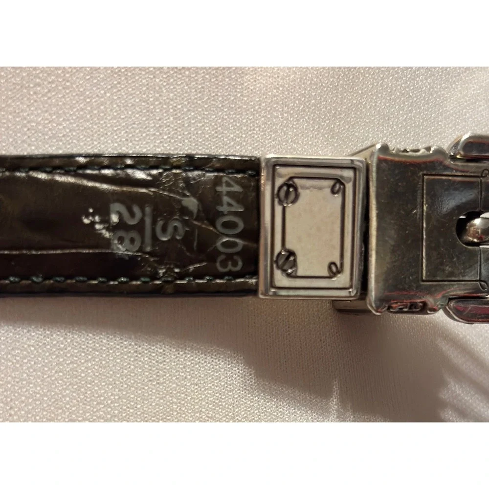 Brighton Brown Leather‎ Crocodile Embossed Belt Silver Ornate Buckle Size 28